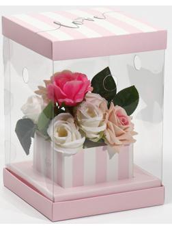 Коробка для цветов с вазой и PVC окнами складная «With love», 16 х 23 х 16 см