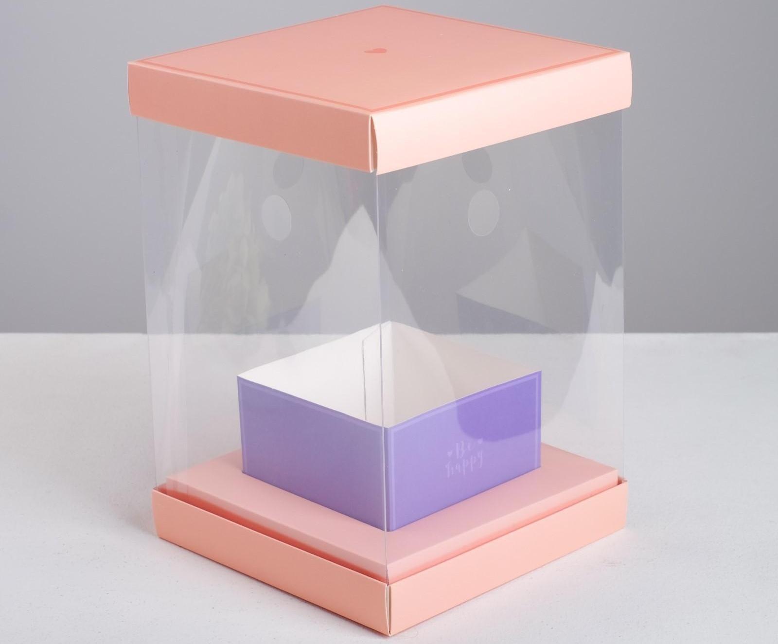 Коробка для цветов с вазой и PVC окнами складная «С Любовью», 16 х 23 х 16 см