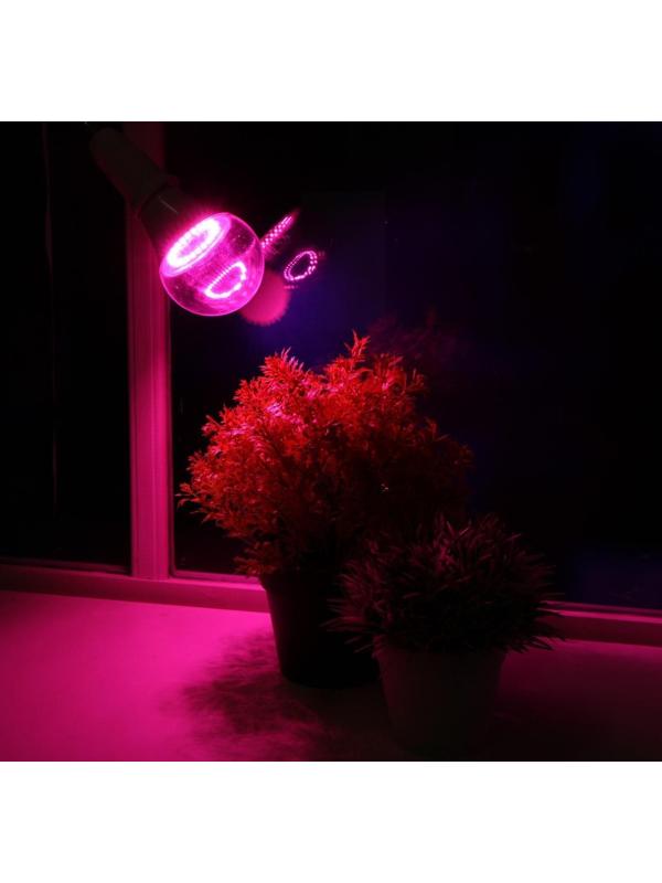 Фитолампа светодиодная Luazon, А60, E27, 12 Вт, IP44, 220 В, 270°, мультиспектральная