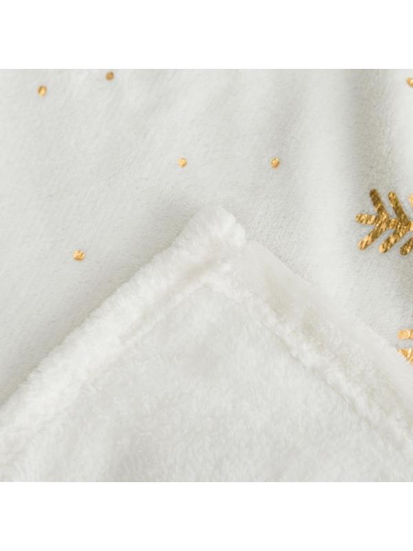 Плед Этель «Золотые снежинки», белый, 180х200 см, корал-флис