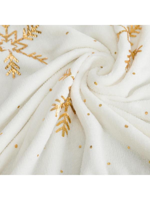 Плед Этель «Золотые снежинки», белый, 180х200 см, корал-флис