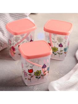 Набор банок для сыпучих «Клумба», 250 мл, 3 шт, цвет МИКС