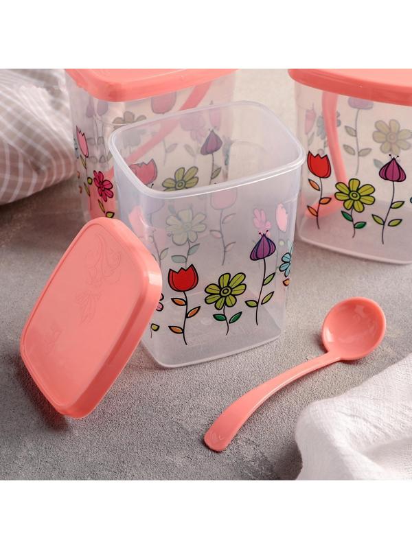 Набор банок для сыпучих «Клумба», 250 мл, 3 шт, цвет МИКС