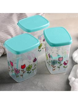 Набор банок для сыпучих «Клумба», 500 мл, 3 шт, цвет МИКС