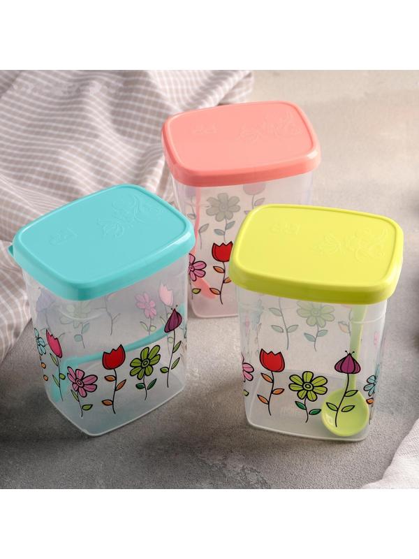 Набор банок для сыпучих «Клумба», 500 мл, 3 шт, цвет МИКС