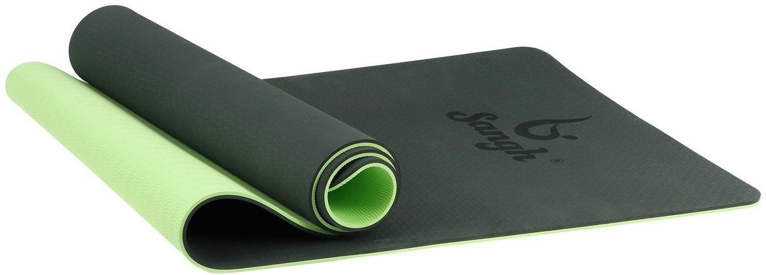 Коврик для йоги 183 × 61 × 0,8 см, двухцветный, цвет тёмно-зелёный