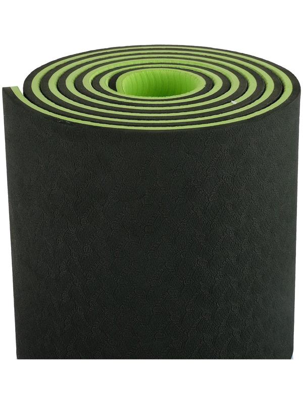 Коврик для йоги 183 × 61 × 0,8 см, двухцветный, цвет тёмно-зелёный