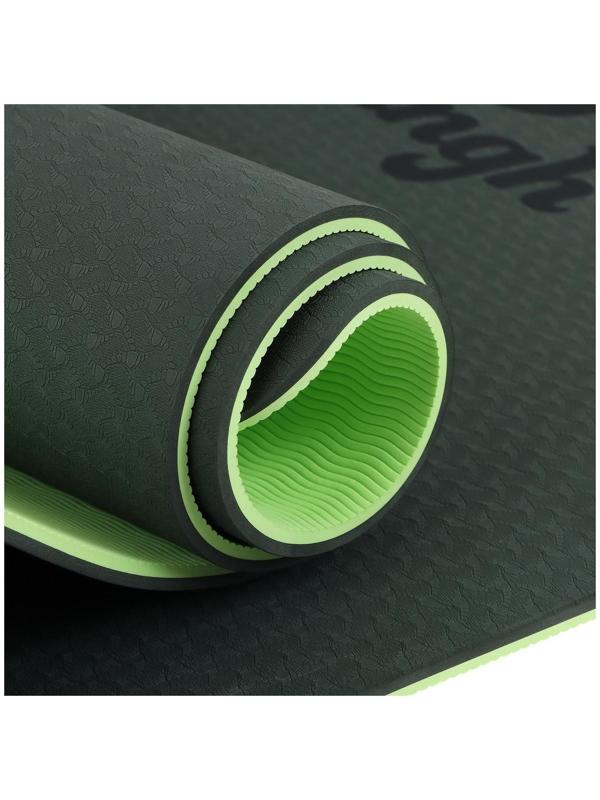 Коврик для йоги 183 × 61 × 0,8 см, двухцветный, цвет тёмно-зелёный