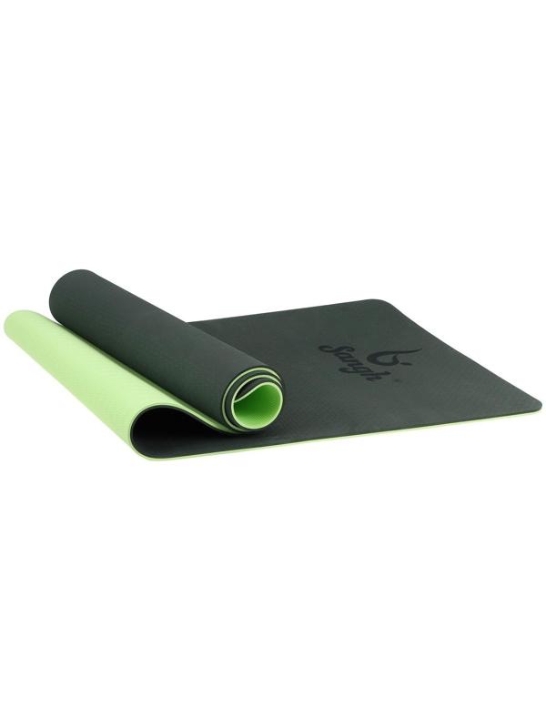 Коврик для йоги 183 × 61 × 0,8 см, двухцветный, цвет тёмно-зелёный
