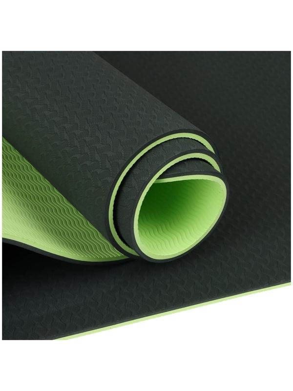 Коврик для йоги 183 × 61 × 0,8 см, двухцветный, цвет тёмно-зелёный