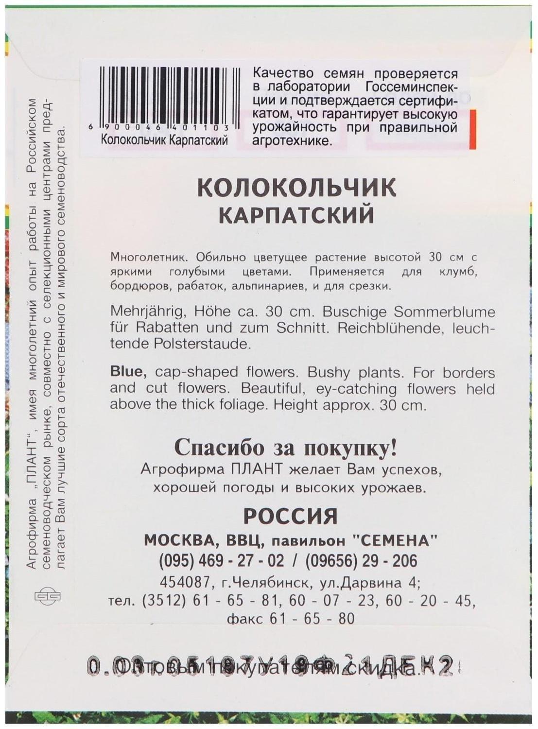 Семена цветов Колокольчик 