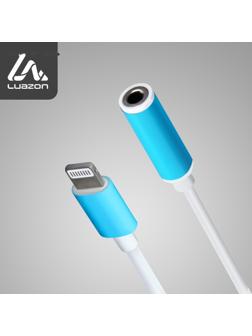 Переходник LuazON, с Lightning на Jack 3.5, музыка + гарнитура, от iOS 10.3, белый