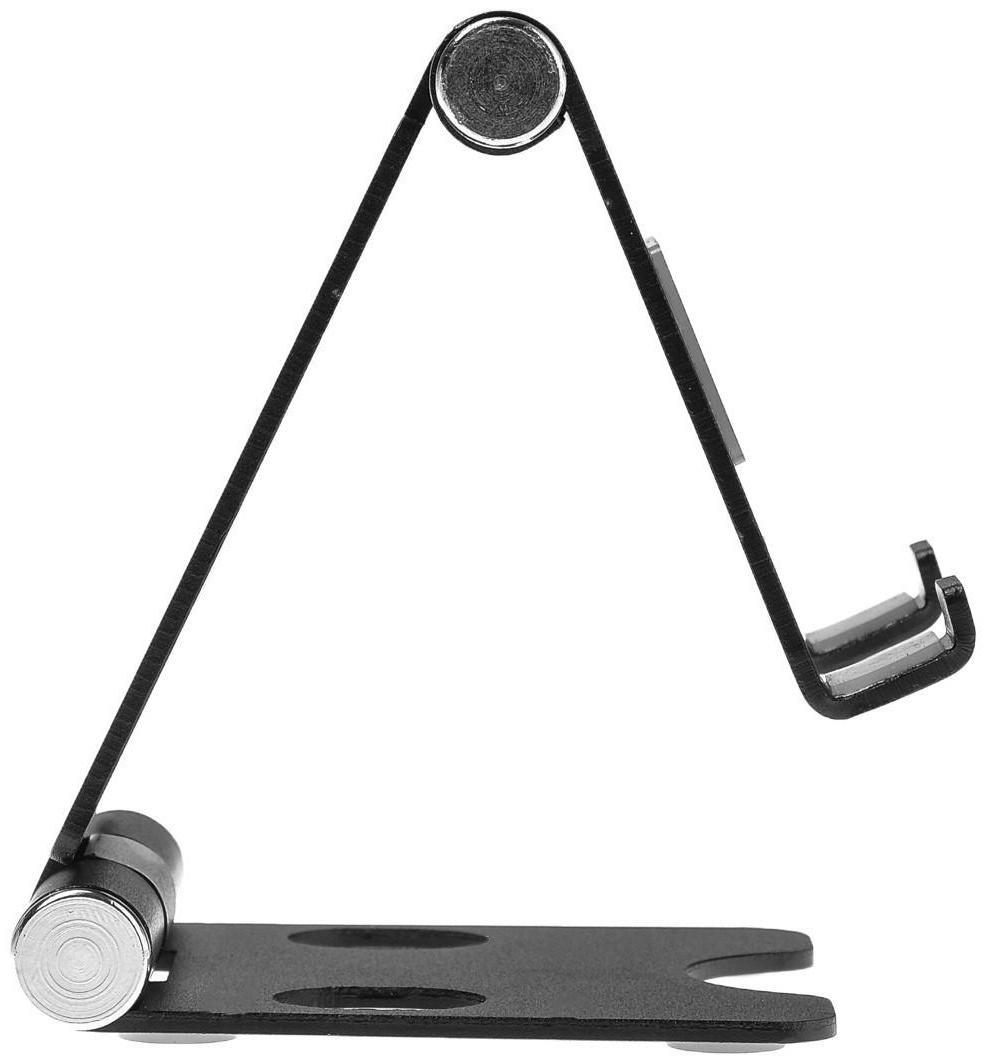 Подставка для телефона, регулятор наклона, разъем для провода, металл, черная