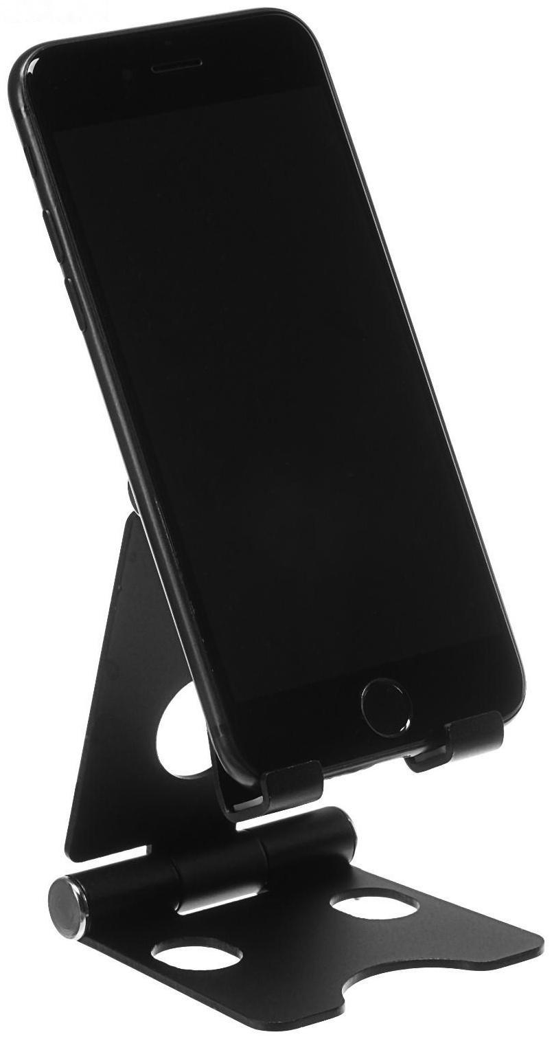 Подставка для телефона, регулятор наклона, разъем для провода, металл, черная