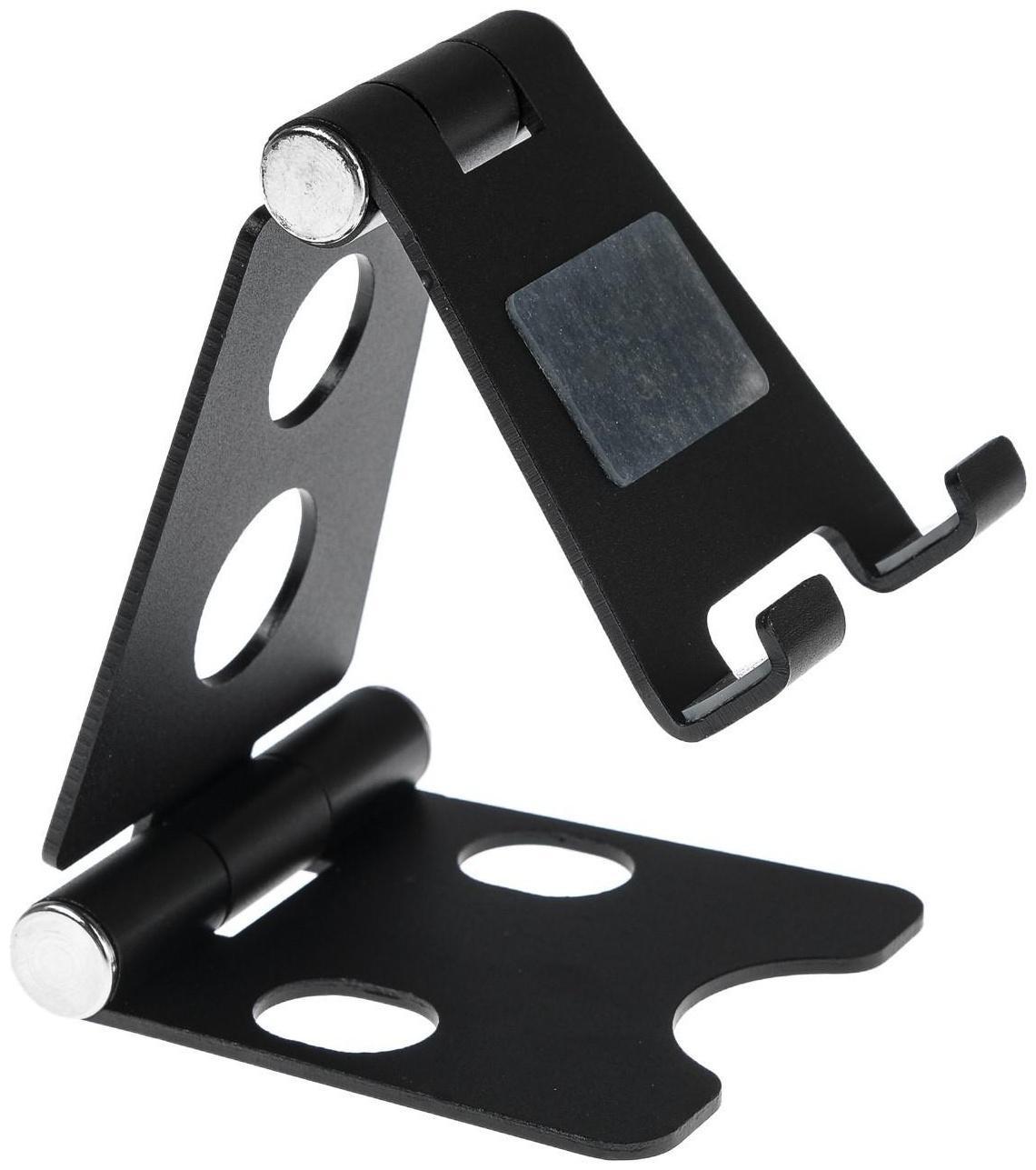 Подставка для телефона, регулятор наклона, разъем для провода, металл, черная