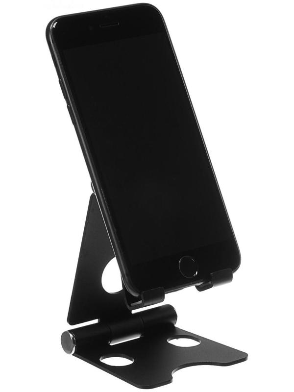 Подставка для телефона, регулятор наклона, разъем для провода, металл, черная