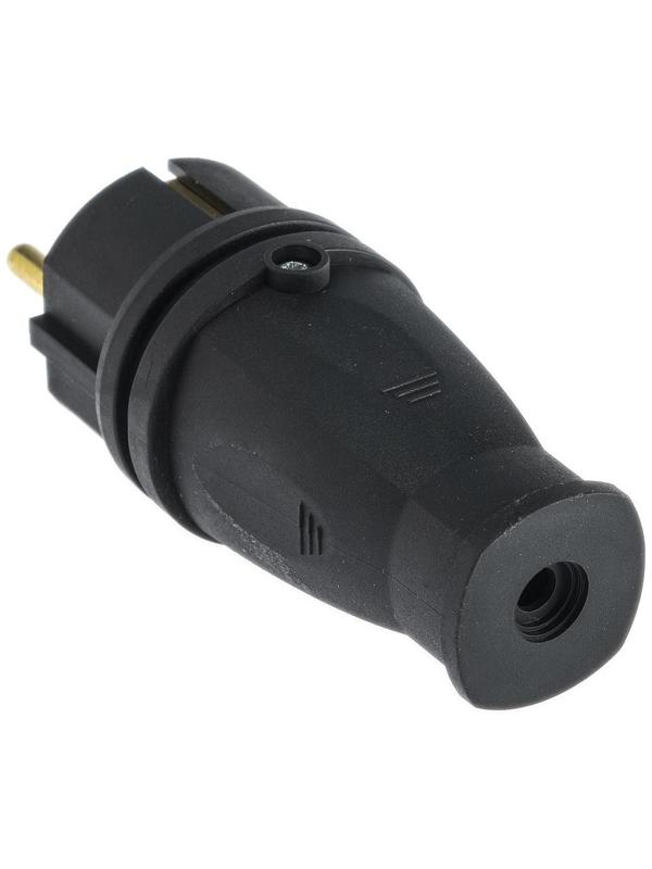 Вилка переносная В16-001, 16 А, 250 В, IP44, с з/к, каучук, черная