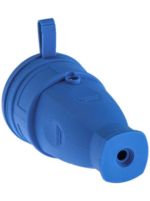 Розетка переносная 16-005, 16 А, 250 В, IP44, с з/к, с заглушкой, каучук, синяя