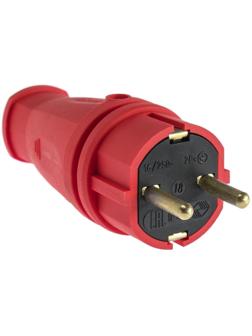 Вилка переносная В16-001, 16 А, 250 В, IP44, с з/к, каучук, красная