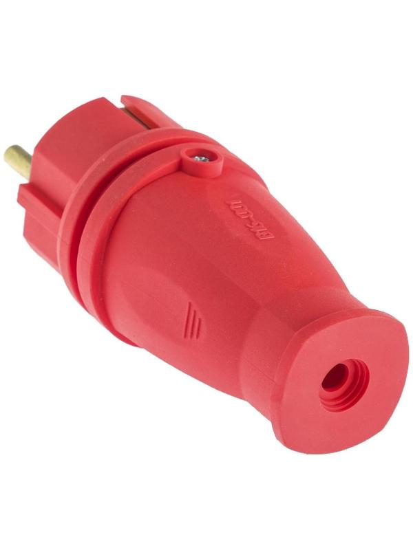 Вилка переносная В16-001, 16 А, 250 В, IP44, с з/к, каучук, красная
