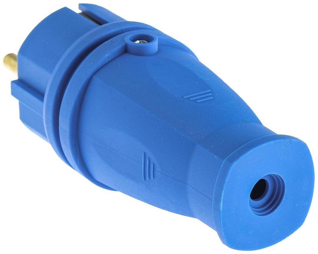 Вилка переносная В16-001, 16 А, 250 В, IP44, с з/к, каучук, синяя