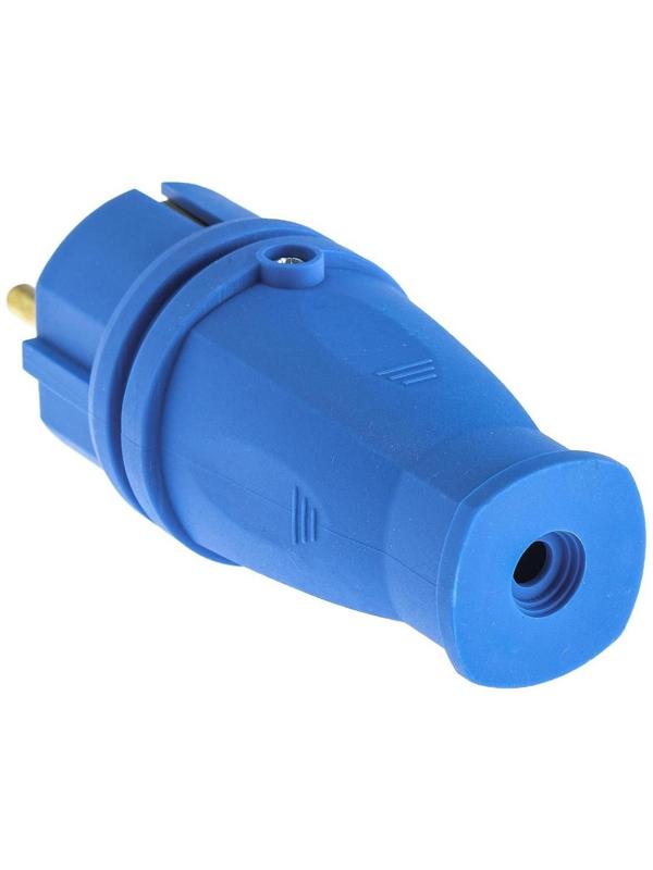 Вилка переносная В16-001, 16 А, 250 В, IP44, с з/к, каучук, синяя