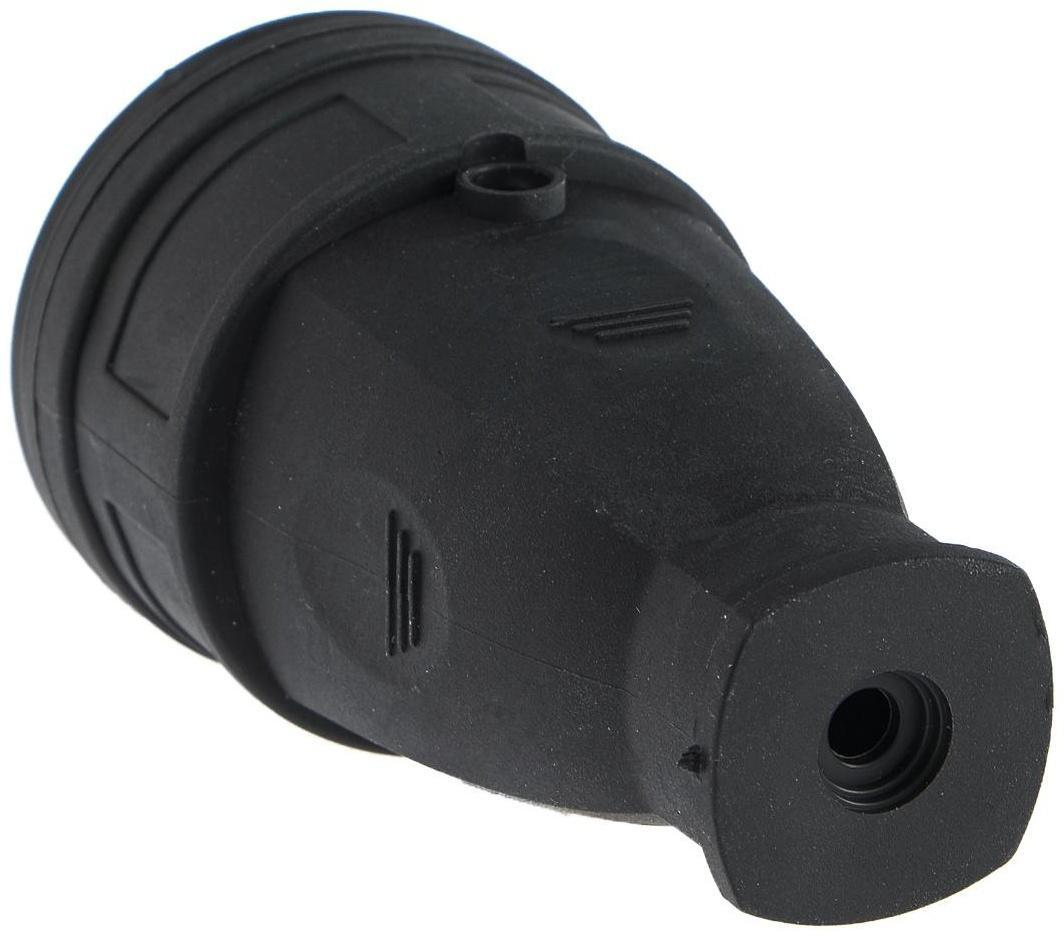 Розетка переносная 15-005, 16 А, 250 В, IP20, с з/к, без заглушки, каучук, черная