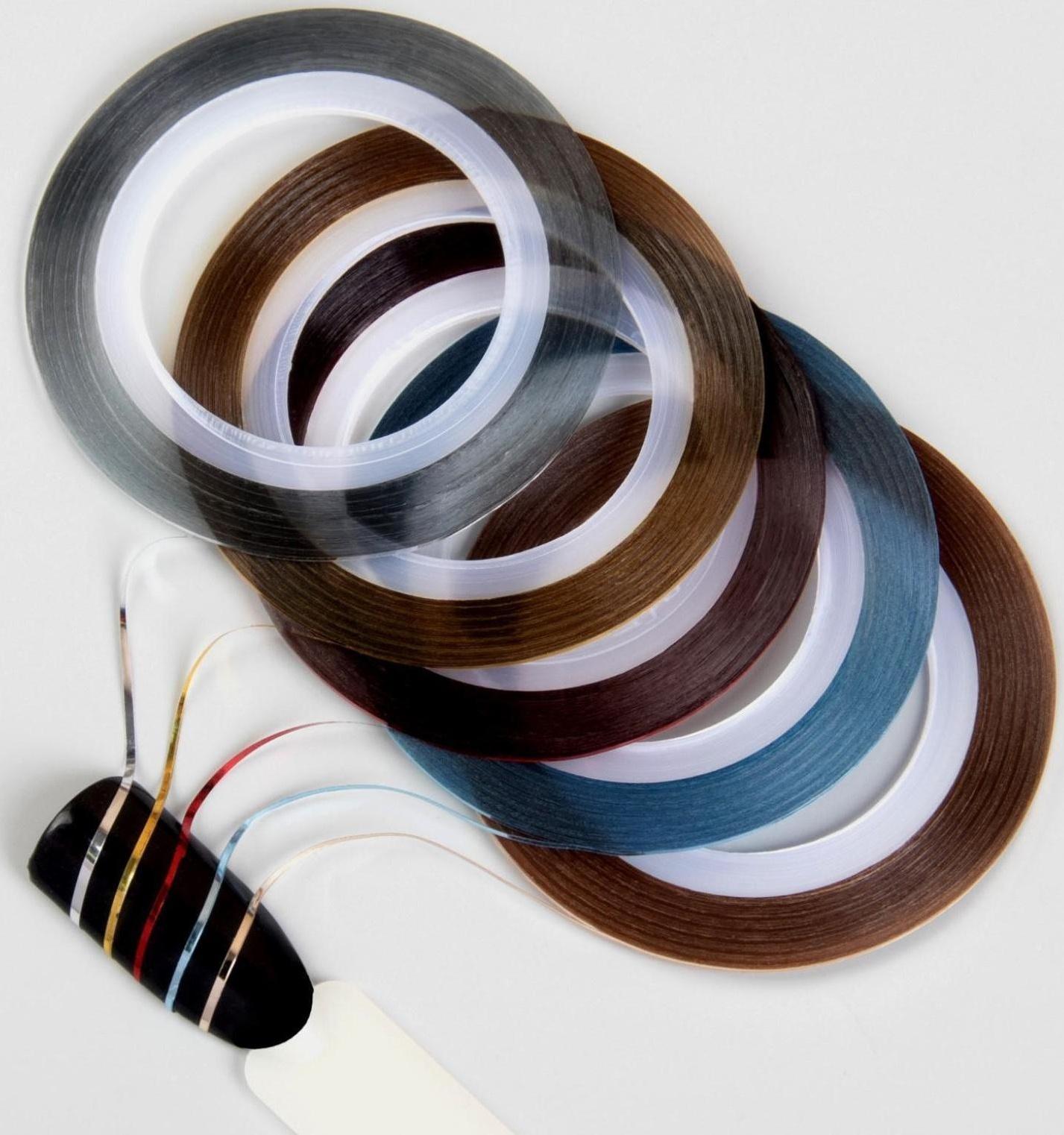 Ленты клеевые для декора, 5 шт, 1 мм, 18 м, разноцветные