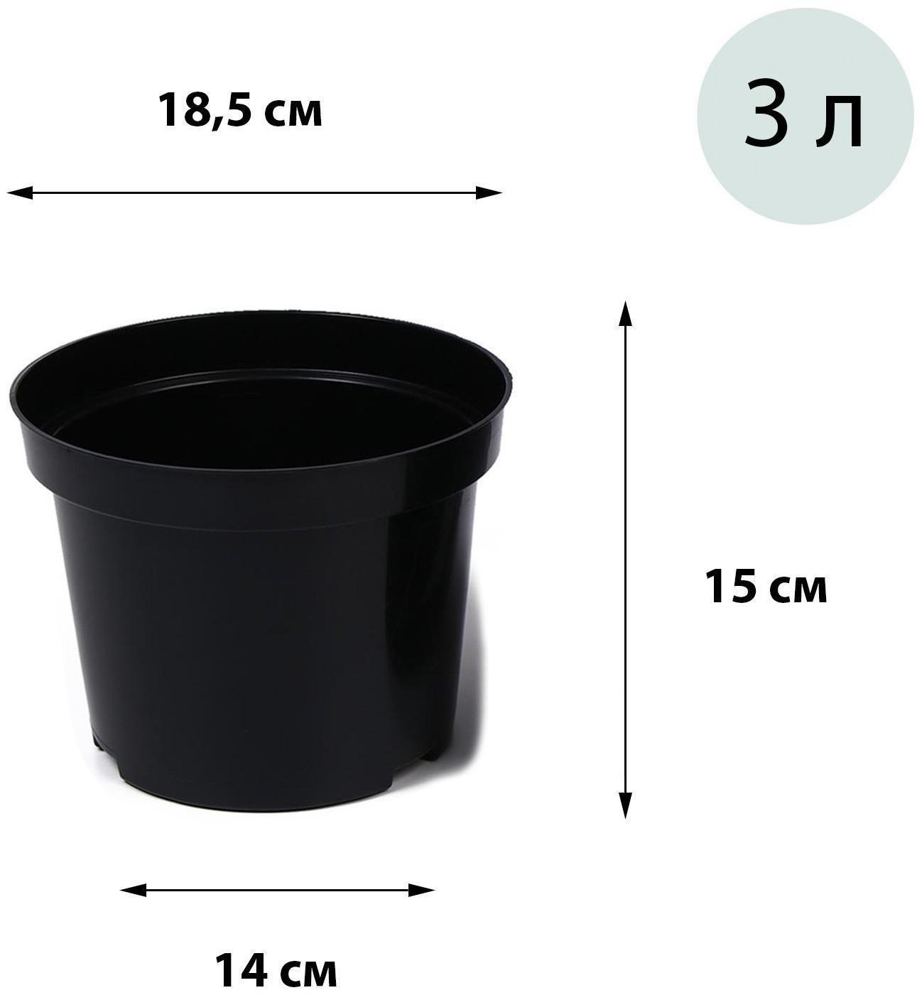 Горшок для рассады, 3 л, 18,5 × 18,5 × 15 см, чёрный, Greengo