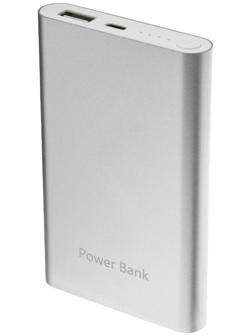 Внешний аккумулятор LuazON PB-24, 8000 мАч, USB, 1 А, индикатор, металл, серый