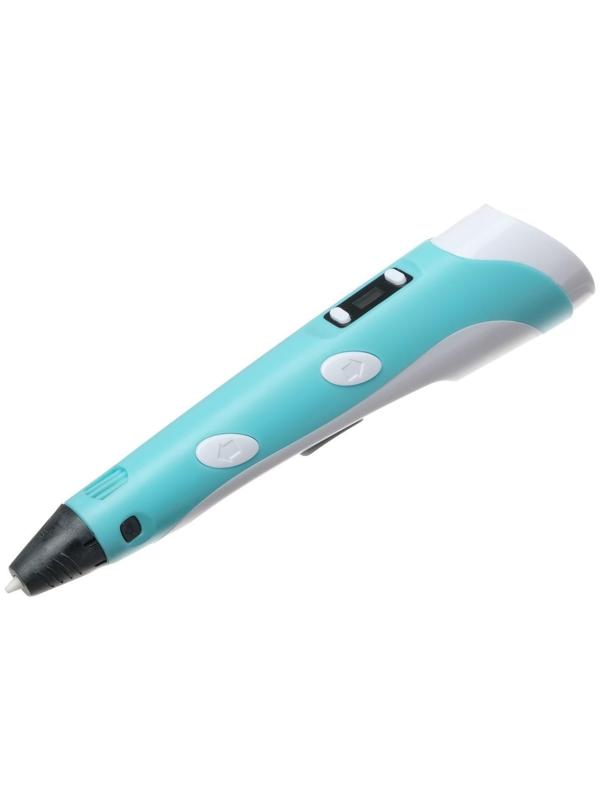 Подарочный набор, 3D ручка + трафарет + пластик PLA 10 цветов по 10 м (голубой светящийся)