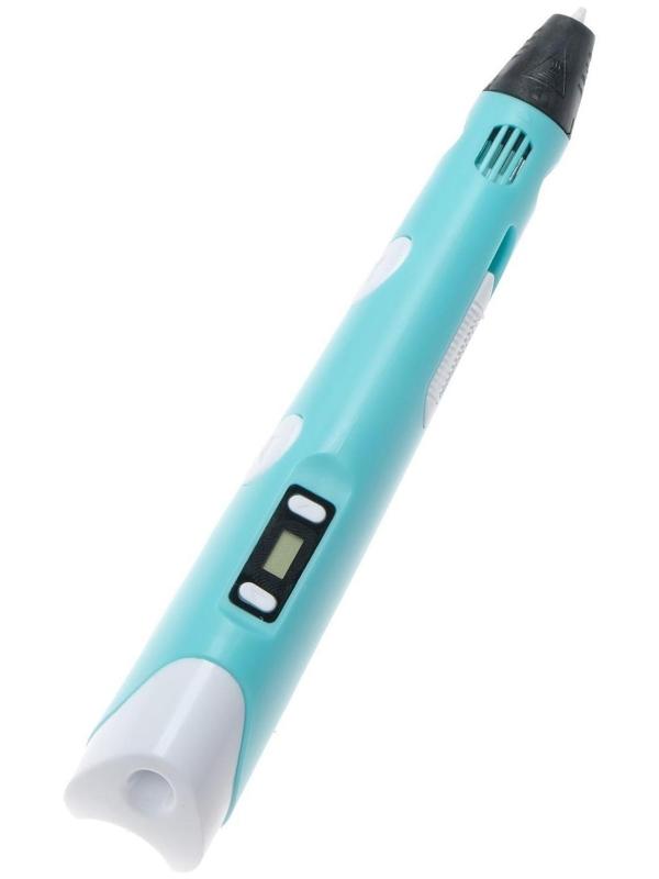 Подарочный набор, 3D ручка + трафарет + пластик PLA 10 цветов по 10 м (голубой светящийся)