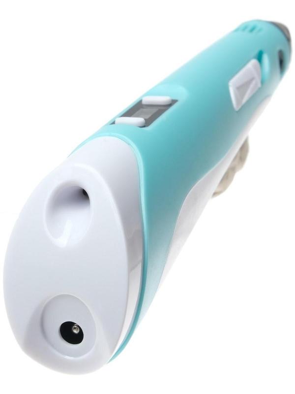 Подарочный набор, 3D ручка + трафарет + пластик PLA 10 цветов по 10 м (голубой светящийся)