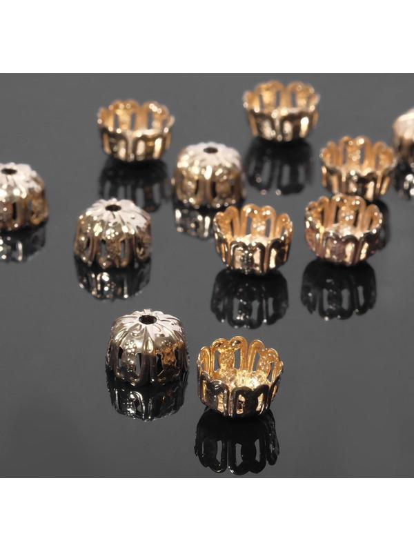 Шапочки для бусин (набор 30шт) СМ-027, 4х10 мм, цвет золото