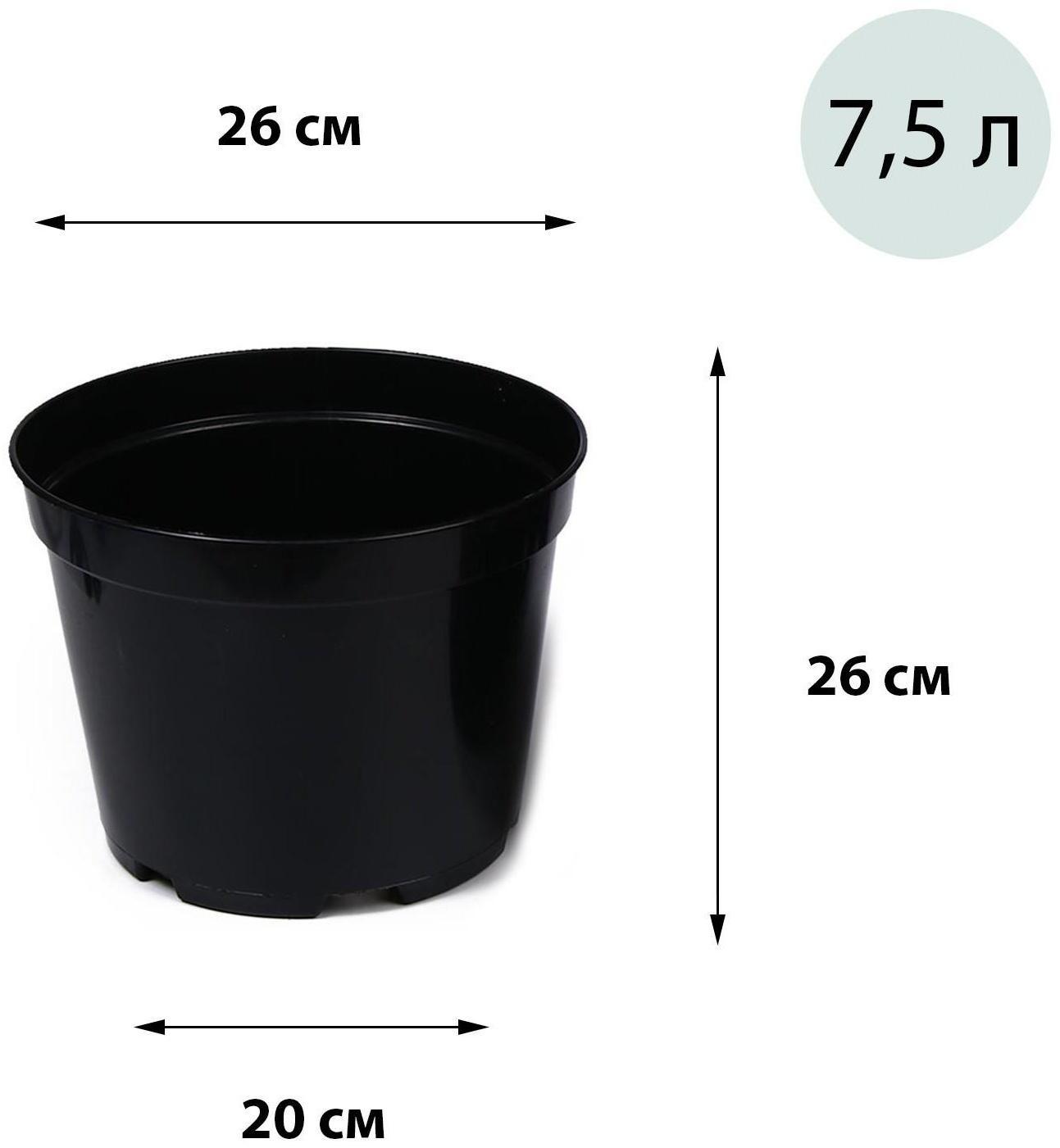 Горшок для рассады, 7,5 л, 26 × 26 × 26 см, чёрный, Greengo