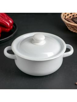 Кастрюля, 1,5 л, эмалированная крышка, индукция, цвет белый