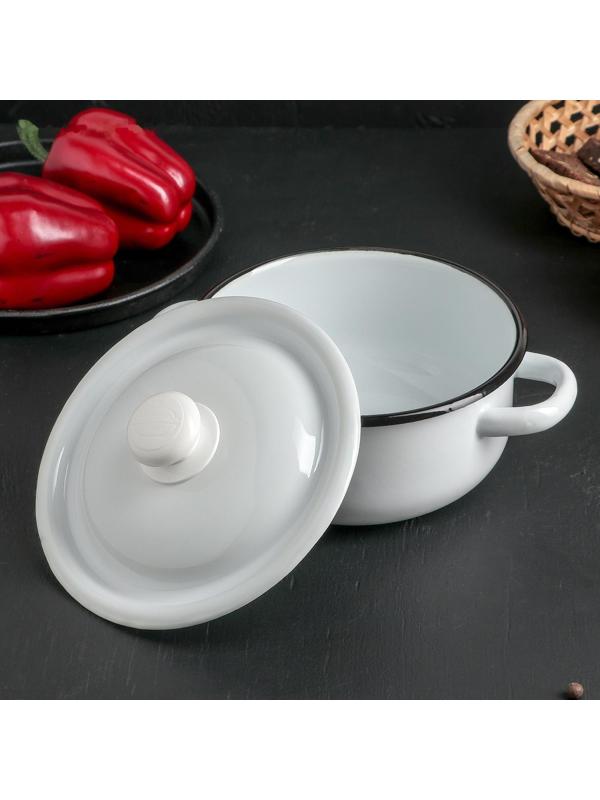Кастрюля, 1,5 л, эмалированная крышка, индукция, цвет белый