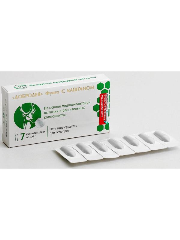 Свечи Добродея Фунго с каштаном, от геморроя №7 *1,0 г