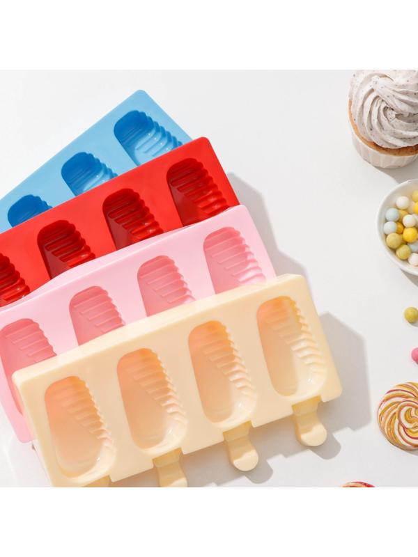 Форма для мороженого Доляна «Эскимо в глазури», 19,5×11×2,5 см, 4 ячейки, цвет МИКС