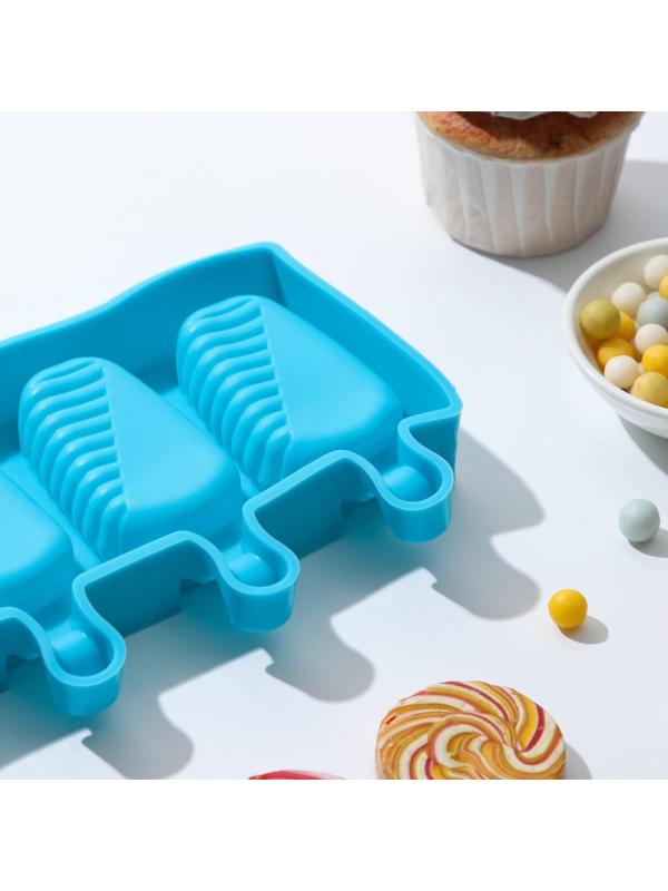 Форма для мороженого Доляна «Эскимо в глазури», 19,5×11×2,5 см, 4 ячейки, цвет МИКС