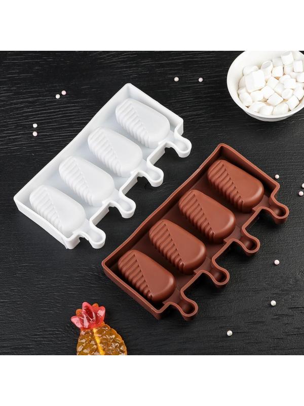 Форма для мороженого Доляна «Эскимо в глазури», 19,5×11×2,5 см, 4 ячейки, цвет МИКС