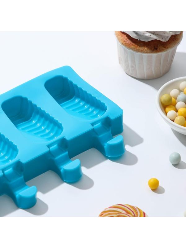 Форма для мороженого Доляна «Эскимо в глазури», 19,5×11×2,5 см, 4 ячейки, цвет МИКС