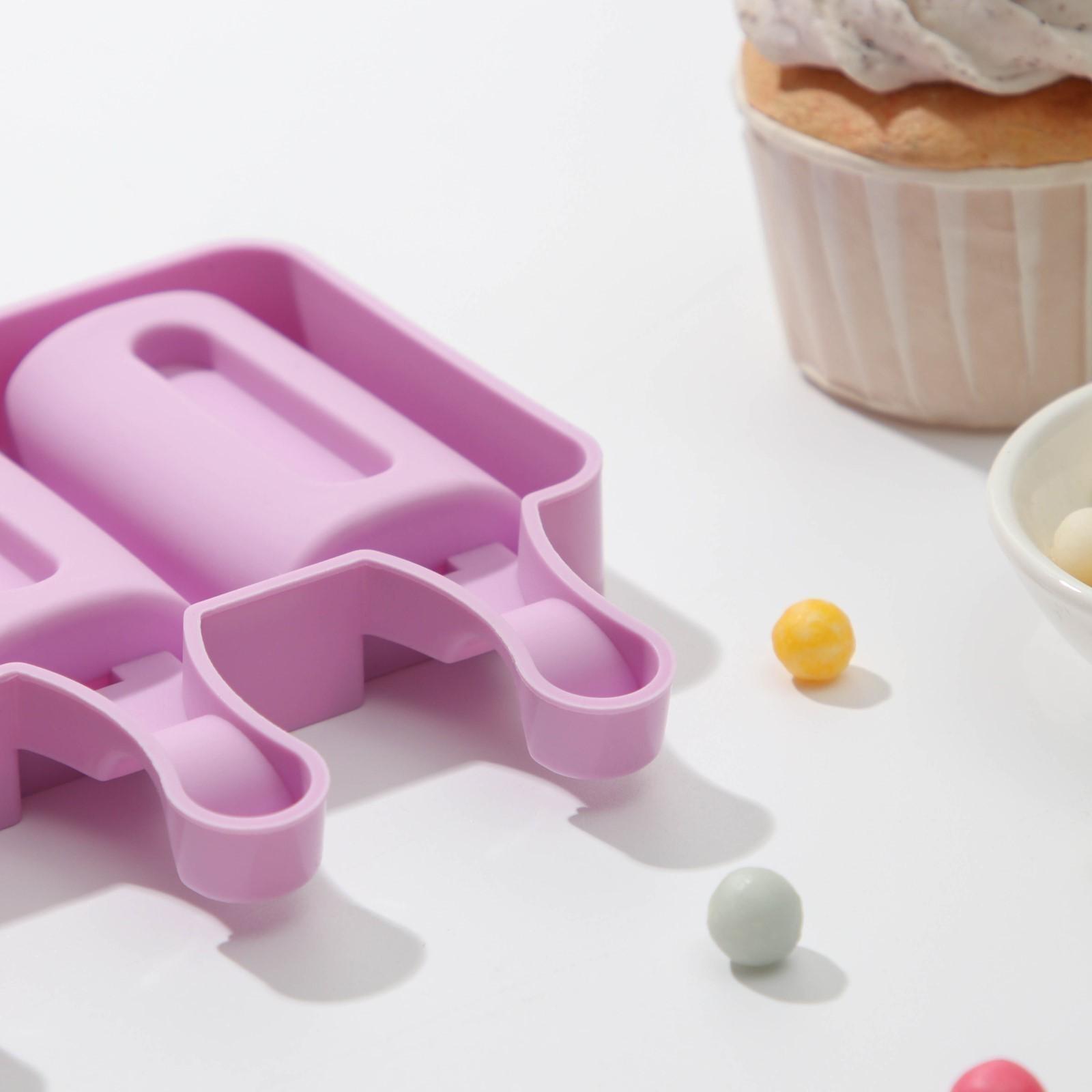 Форма для мороженого «Сицилия», 19,5×11 см, 4 ячейки (6,8×3,5 см), цвет МИКС