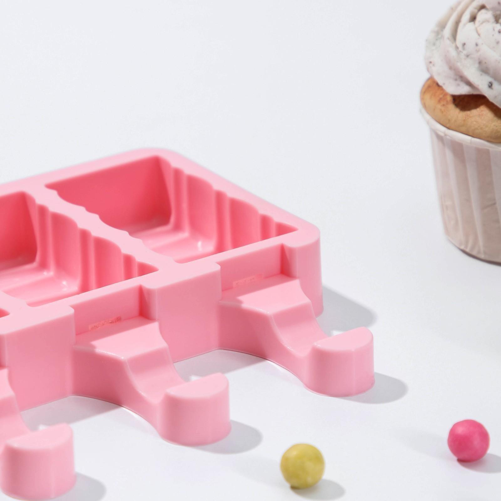 Форма для мороженого «Венеция», 18,5×12,5×2,3 см, 4 ячейки (6,9×3,7 см), цвет МИКС