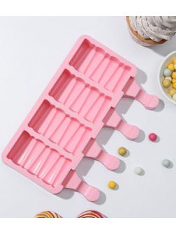 Форма для мороженого «Венеция», 18,5×12,5×2,3 см, 4 ячейки (6,9×3,7 см), цвет МИКС