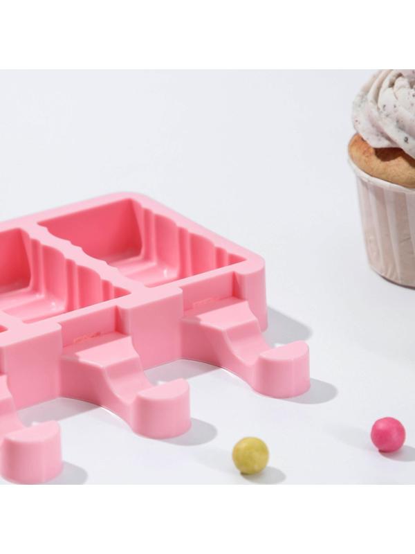 Форма для мороженого «Венеция», 18,5×12,5×2,3 см, 4 ячейки (6,9×3,7 см), цвет МИКС