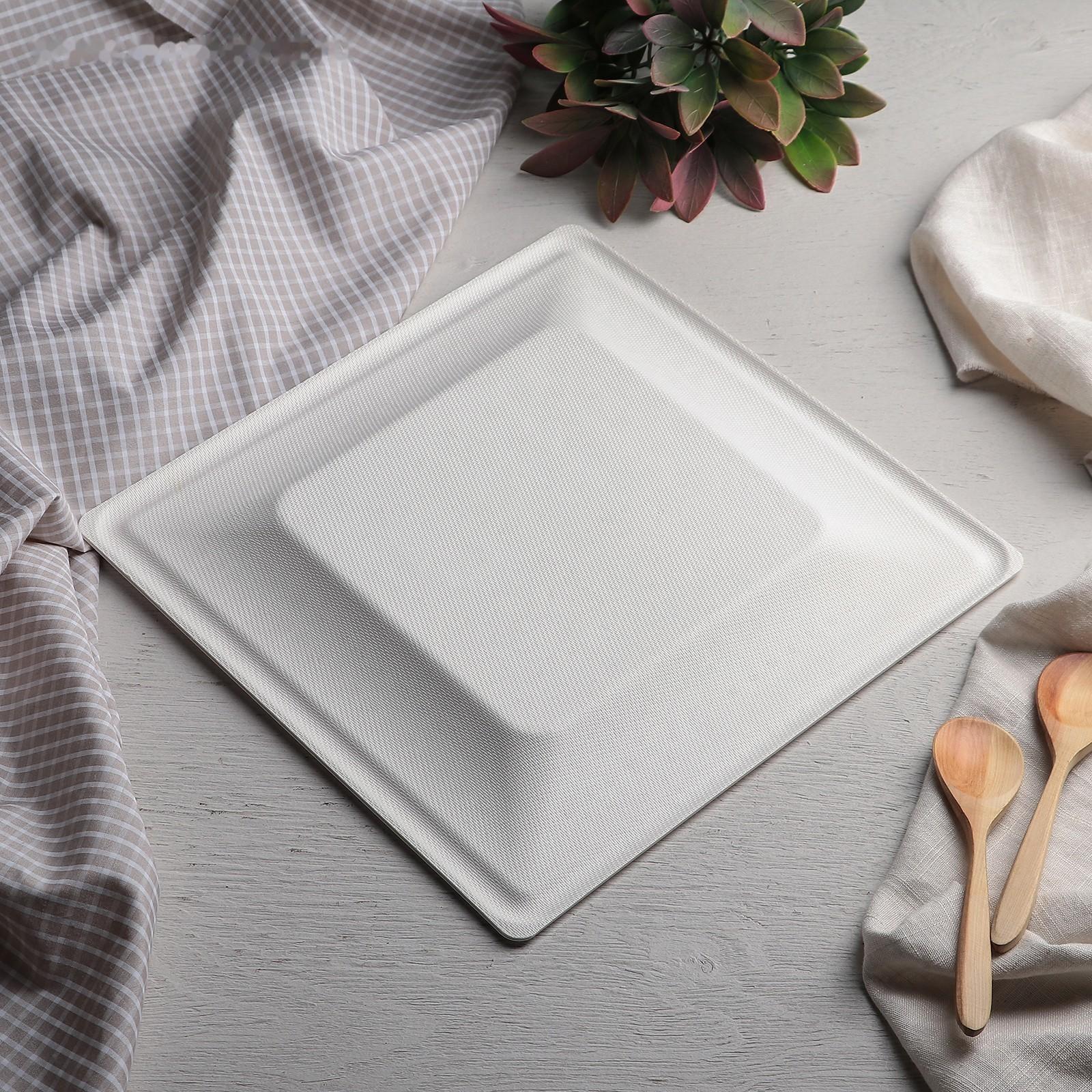 Тарелка одноразовая квадратная ECO, 26×26 см, сахарный тростник, цвет белый