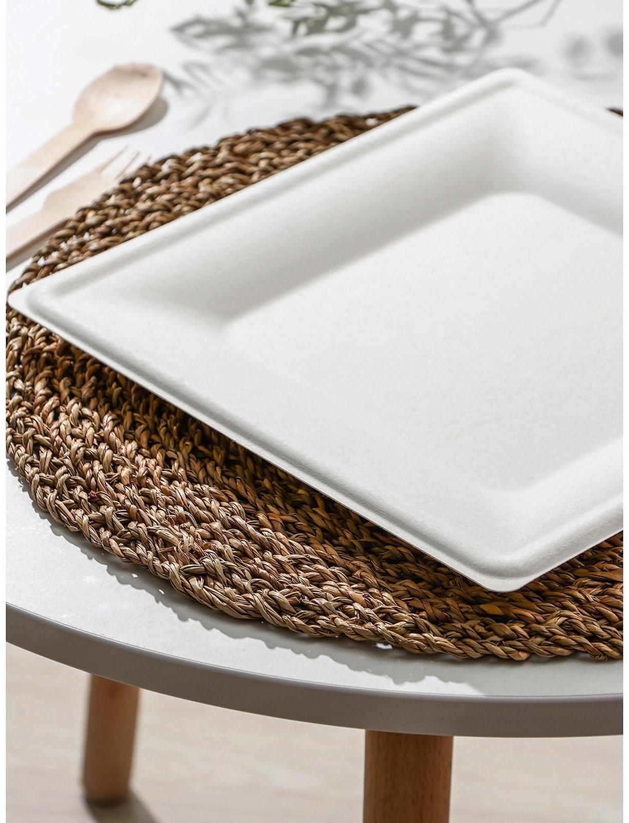 Тарелка одноразовая квадратная ECO, 26×26 см, сахарный тростник, цвет белый