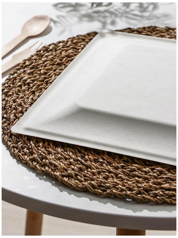 Тарелка одноразовая квадратная ECO, 26×26 см, сахарный тростник, цвет белый