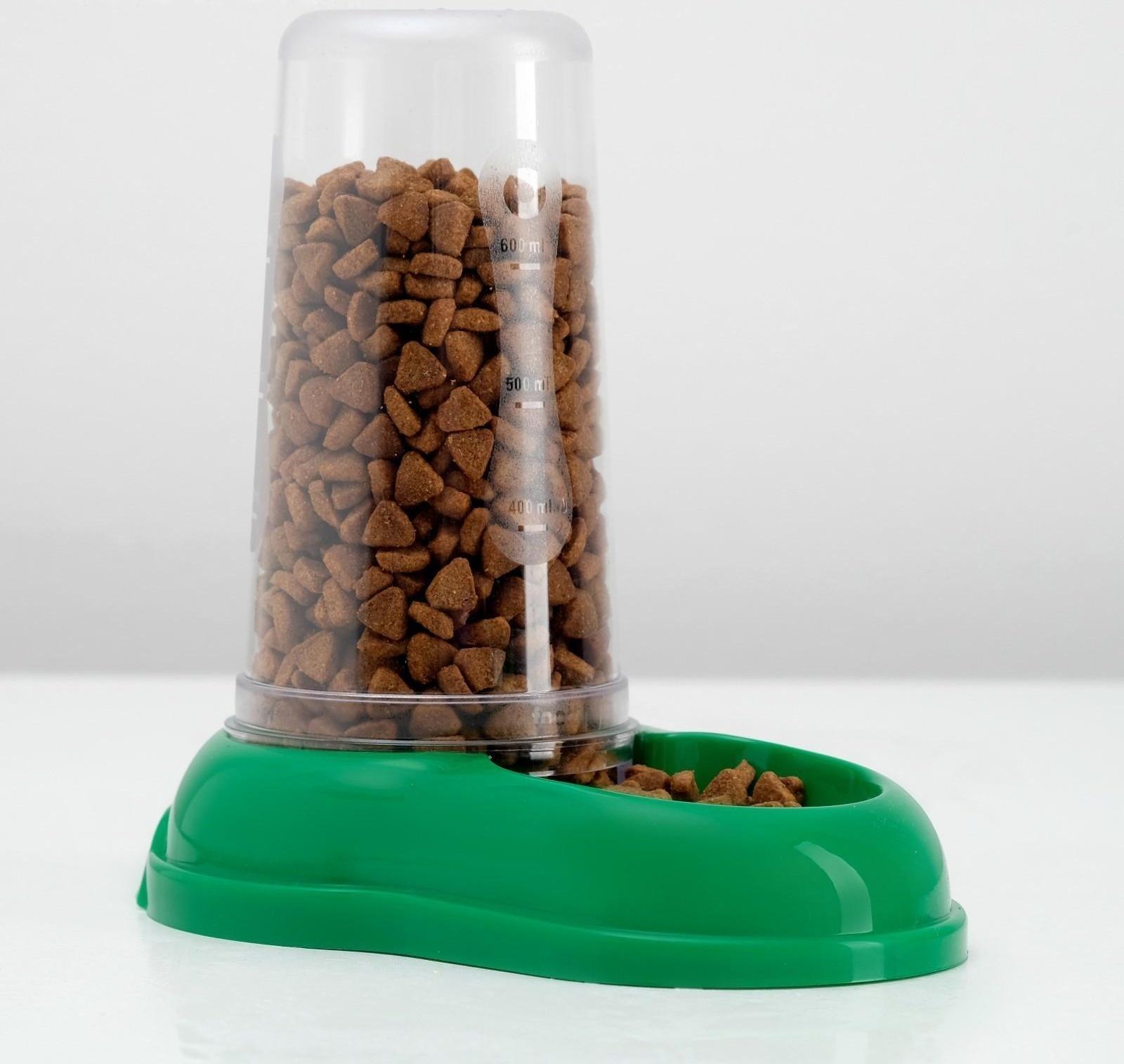Автопоилка-автокормушка, зеленая, 0,6 л.